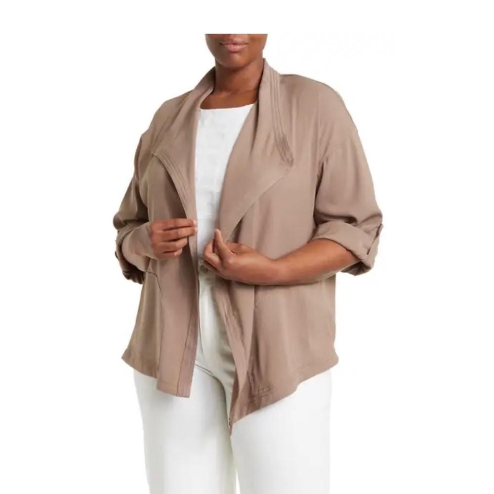 Max Studio Draped Open Front Twill 2X